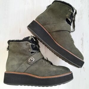 Coach Olive Suede Platform Ankle Boots Shearling Size 6
